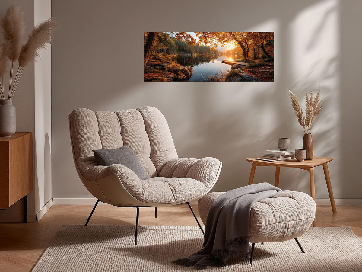 GLASBILD 80x30 cm See Landschaft - Orange, Glas (80/30cm) - artissimo