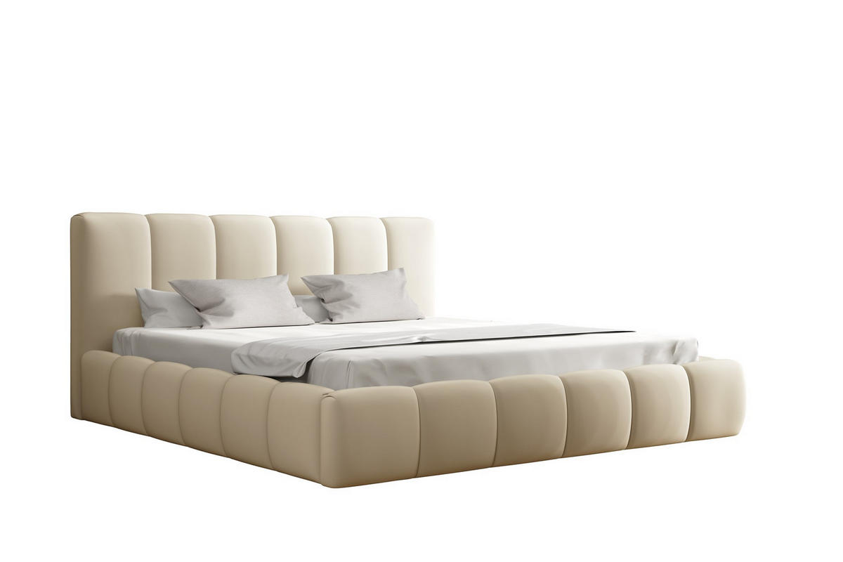 POLSTERBETT Giulia Magic Velvet - Creme, Holzwerkstoff/Textil (180/200cm) - Fun Möbel