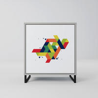 SIDEBOARD FUTURE SIGN, Grau, 57,5x42x67,5 cm, Schwarze Metall-Rahmenfüße - Multicolor/Schwarz, Holzwerkstoff/Metall (57.5/67.5/42cm) - SpaceRebels