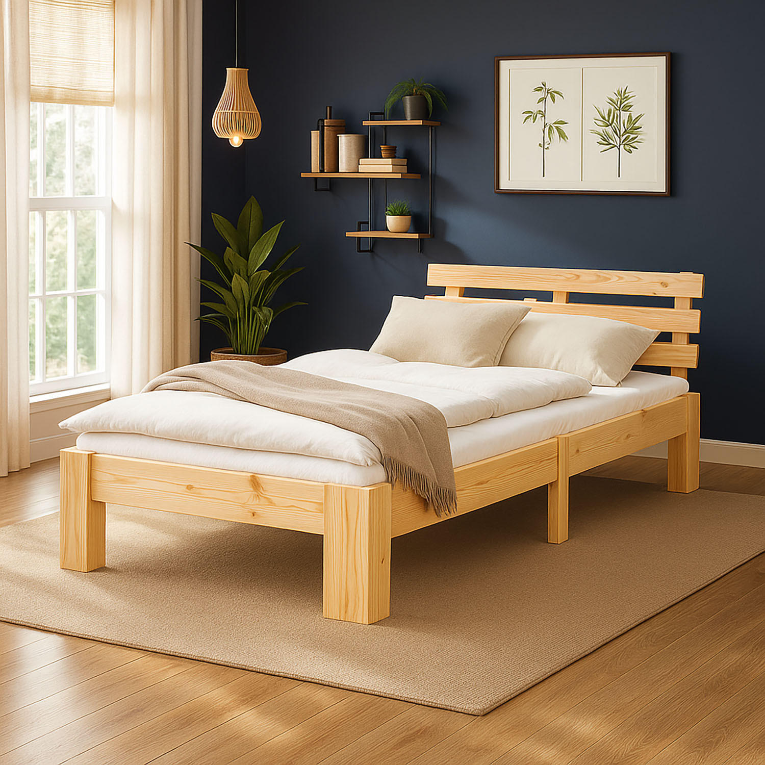 HOLZBETT Natur 90/200 cm Jugendbett mit Lattenrost - Naturfarben, Holz (90/200cm) - Homestyle4u