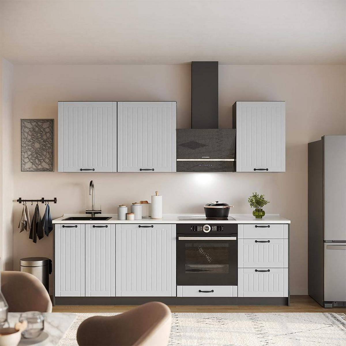 SPÜLENUNTERSCHRANK Fame-Line, Weiß Landhaus/Anthrazit, 60 cm - Anthrazit/Weiß, Holzwerkstoff (60/82/51.6cm) - Vicco