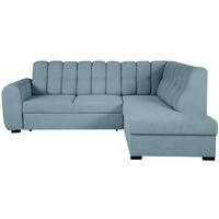 ECKSCHLAFSOFA Zoja rechts hellblau - Schwarz/Hellblau, Textil (261/193cm) - Beautysofa