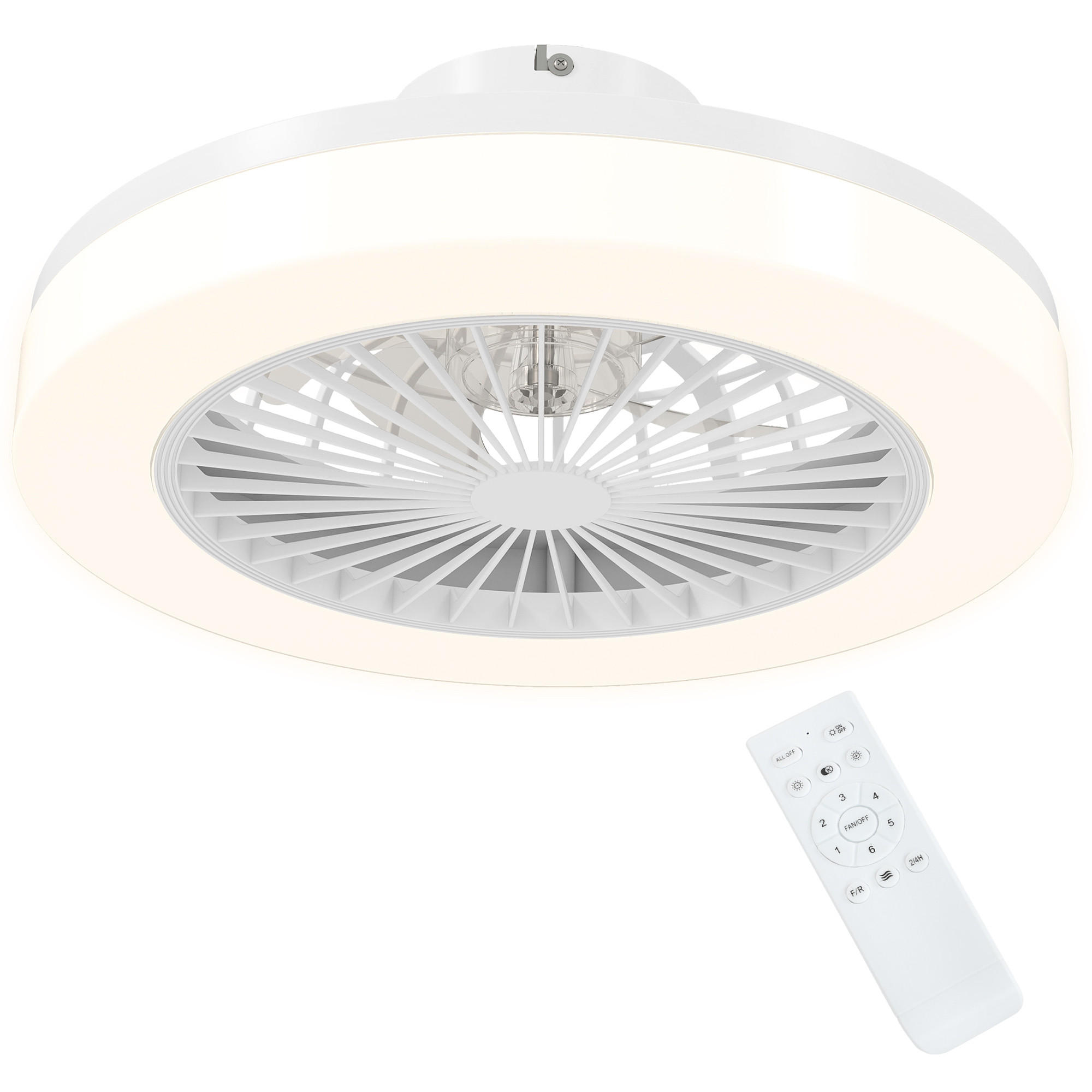 DECKENVENTILATOR mit Beleuchtung Eichenholz Weiß - Weiß, Kunststoff (46/46/16cm) - HOMCOM