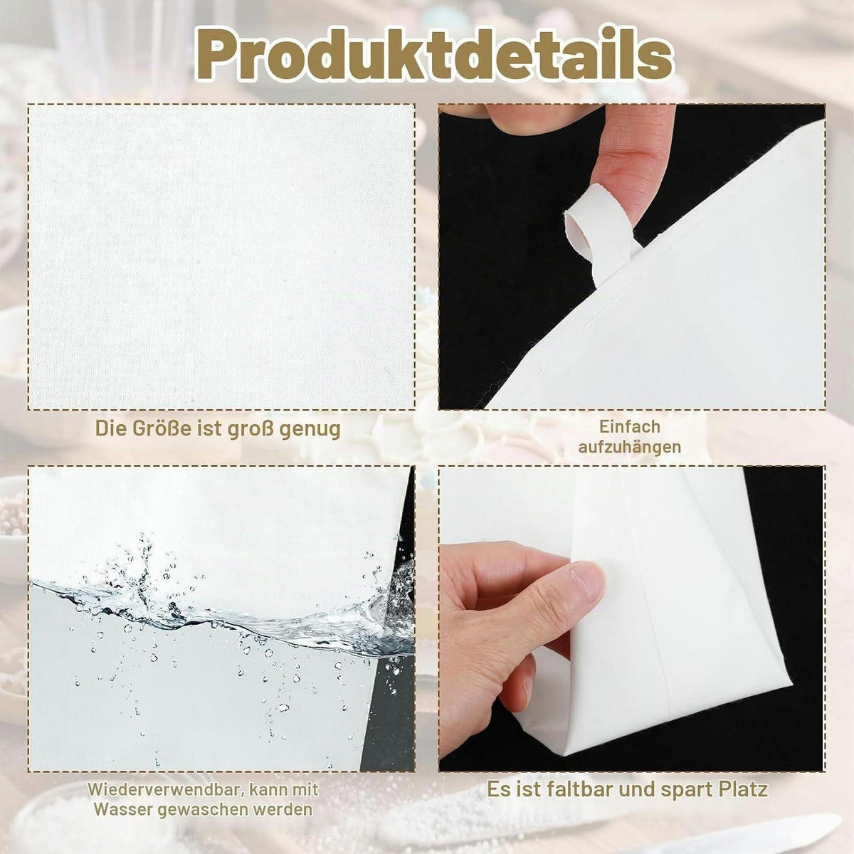 SPRITZBEUTEL 3-teiliges Set Baumwolle 46/40/35 cm - Weiß, Textil (26/1/46cm)