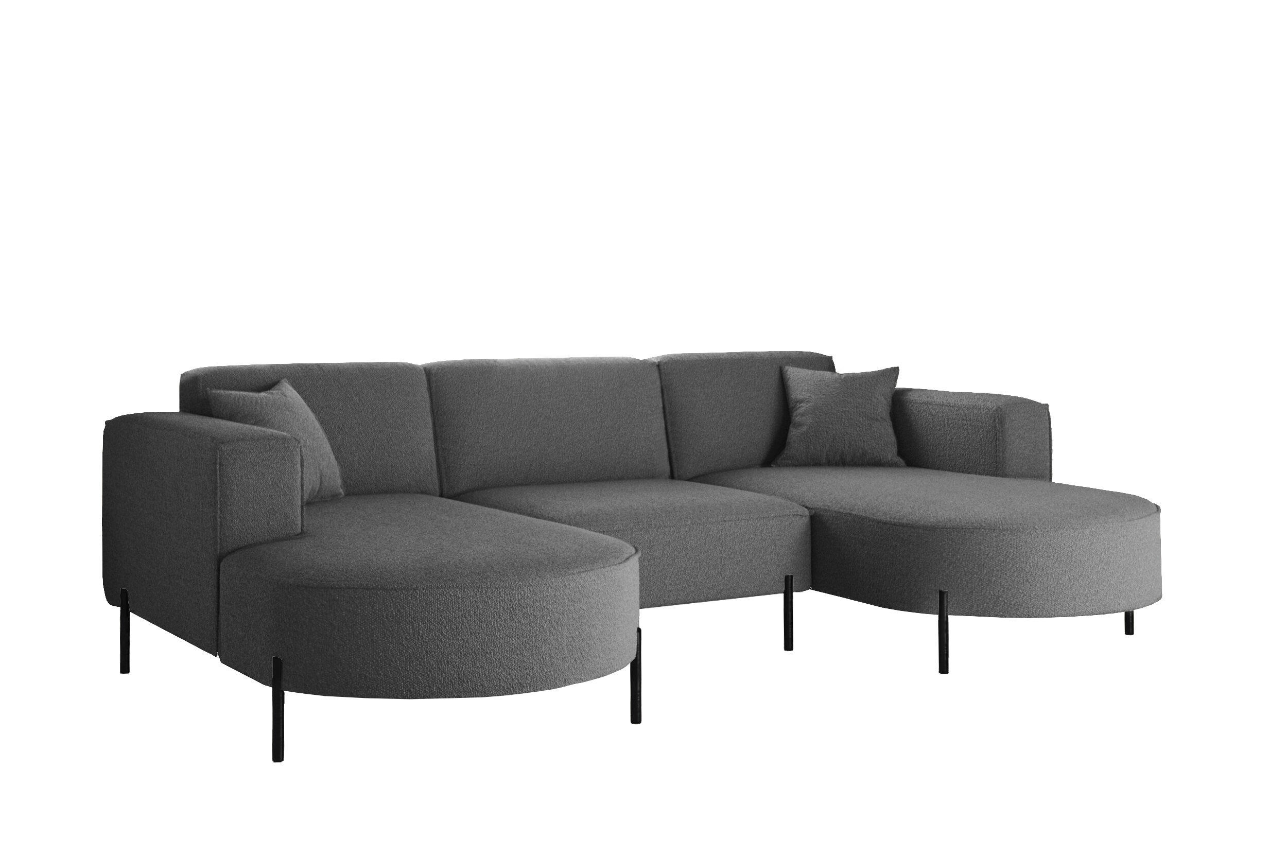Kaiser Möbel ROHOVÁ SEDAČKA designová Modena U Rein tkanina Quelle Grafitová