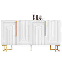 SIDEBOARD aus MDF 152x40x75 cm Weiß mit 2 Türen, 4 Fächern, goldfarbenen Griffen und Kippschutz - Weiß, Holzwerkstoff (152/75/40cm) - Modfu