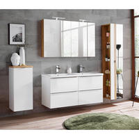 BADMÖBEL-SET 4-TLG. Toskana-56 - Weiß, Holzwerkstoff (240/190/46cm) - Lomado