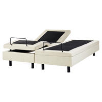 POLSTERBETT Verstellbar 160/200 cm Beige Duke II - Beige/Schwarz, Textil (160/200cm) - Beliani