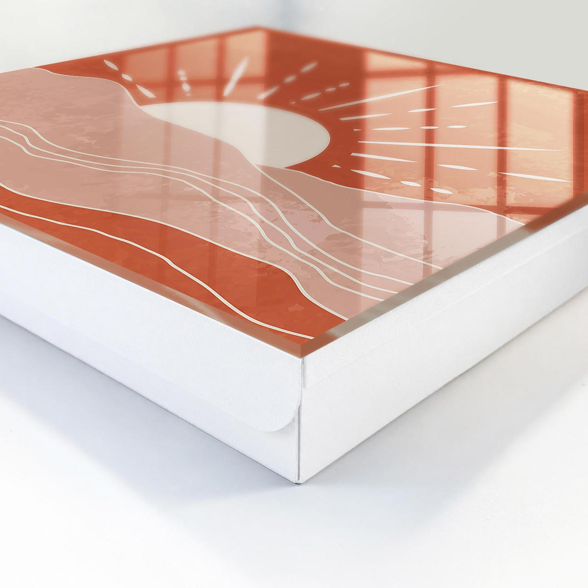 SCHLÜSSELBOX Weiß 30x30 cm – Türöffnung nach rechts - Orangefarbene Morgendämmerung - Orange, Metall (30/30/5cm) - TULUP