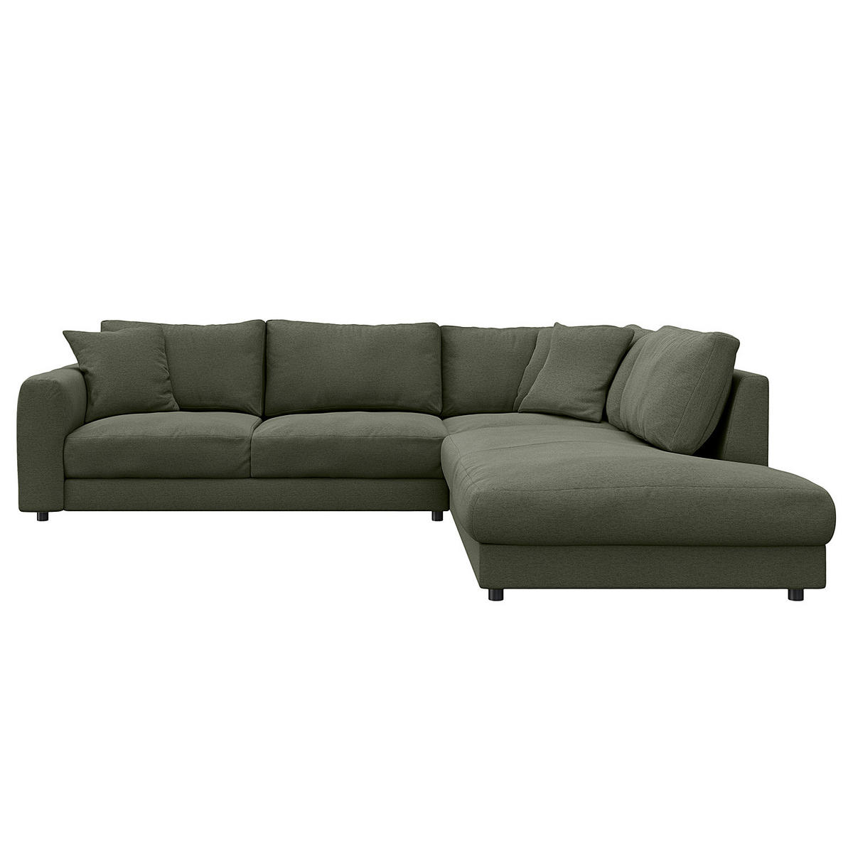 ECKSOFA mit Ottomane - Schwarz/Grau, Holz/Kunststoff (267/254cm) - home24