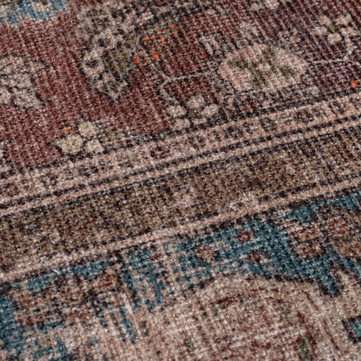 TEPPICH waschbar Vintage Floral Muster, Orientalisch, Wohnzimmer schmutzabweisend Rot Rechteckig 190x290 - Rot, Textil (190/290cm) - KADIMA DESIGN