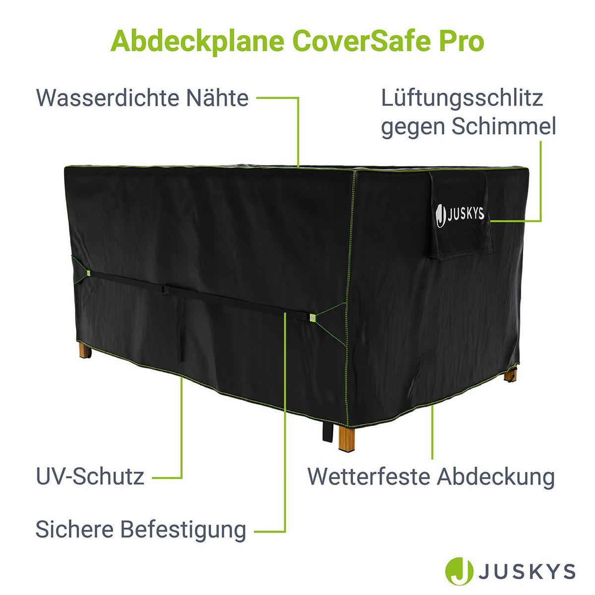 GARTENMÖBELABDECKUNG CoverSafe Pro schwarz - Schwarz, Kunststoff (95/75/170cm) - Juskys