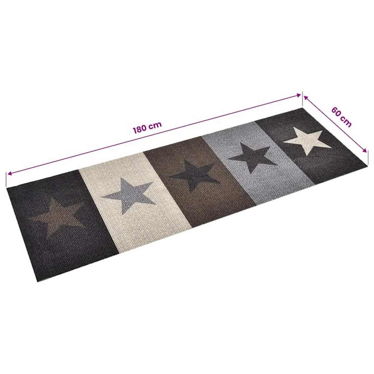 KÜCHENBODENMATTE Waschbar Stern 60/180 Cm - Multicolor, Kunststoff (60/180cm) - vidaXL