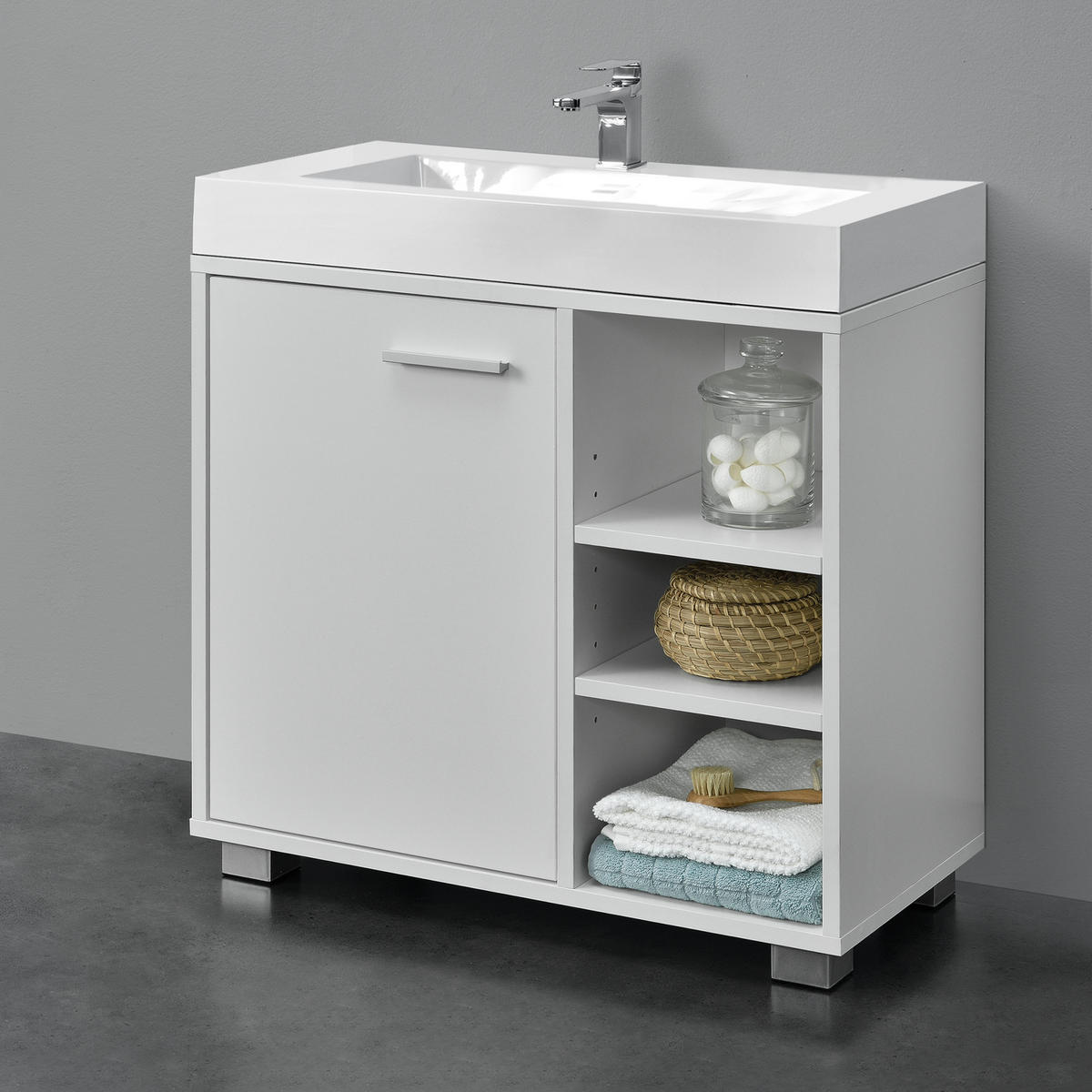 WASCHBECKENUNTERSCHRANK Narvik - Weiß, Holzwerkstoff (60/55.6/31cm) - [en.casa]