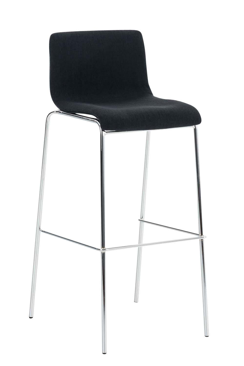 BARHOCKER Tenar Stoff Schwarz Silber - Schwarz, Textil (43/100/48cm) - DELUKE
