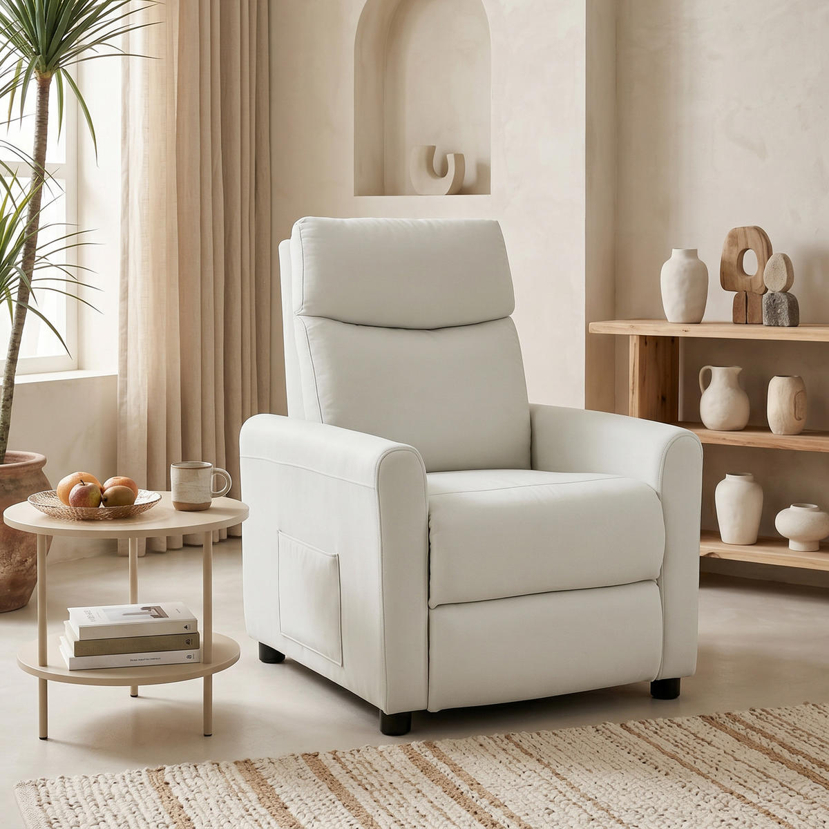 RELAXSESSEL Polyester Cremeweiß - Creme, Textil (73/100/86cm) - HOMCOM