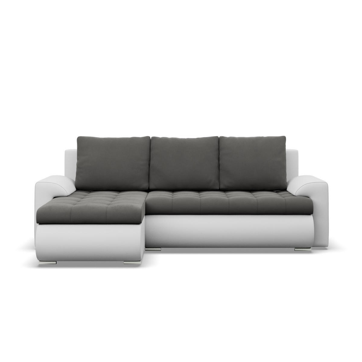 ECKSOFA LINKS MIT SCHLAFFUNKTION FORESTA, Dunkelgrau + Grau - Dunkelgrau/Hellgrau, Textil (230/159cm) - Mebligo