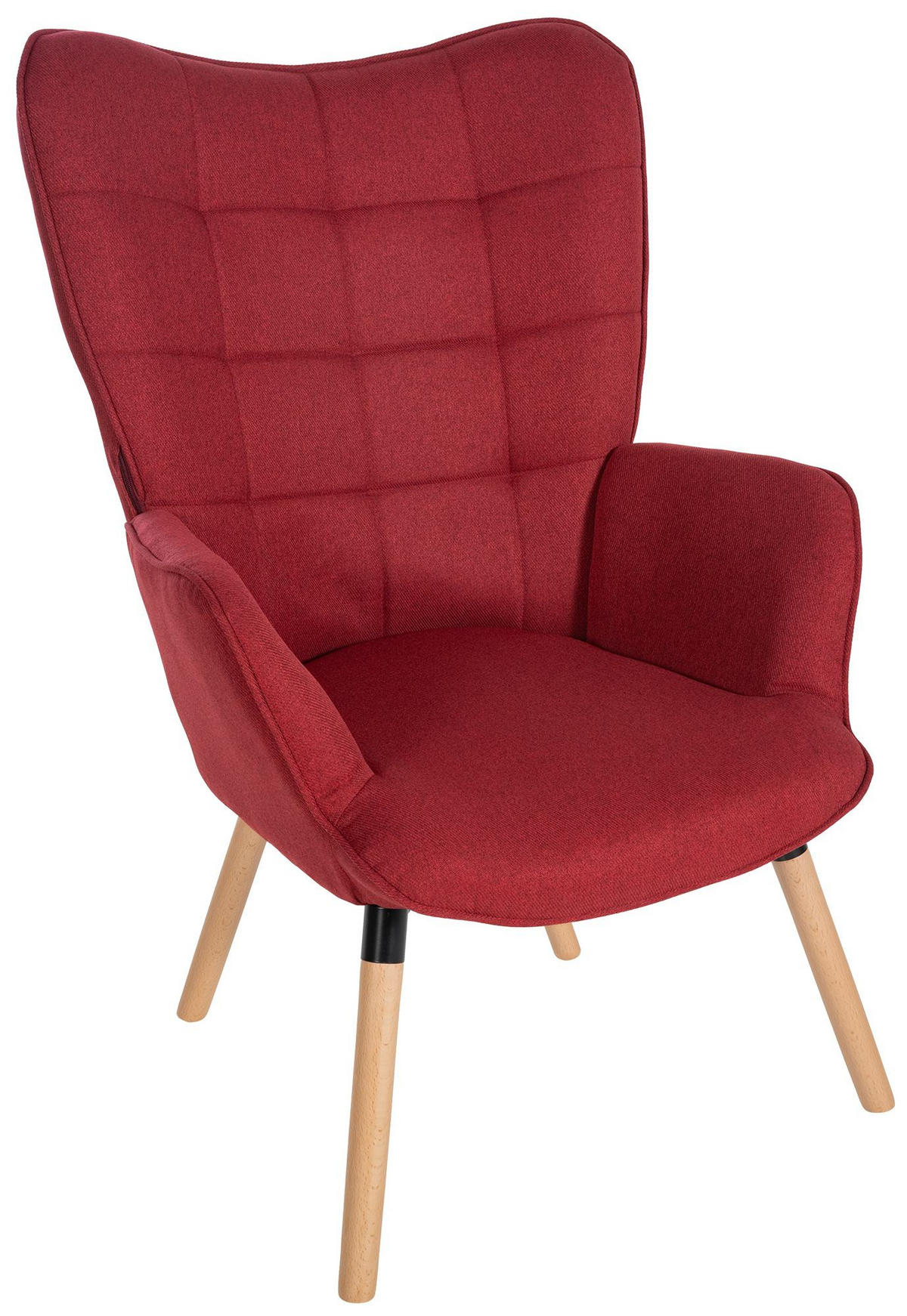 SESSEL Stoff rot - Eukalyptusholzfarben/Rot, Holz/Textil (68/101/73cm) - CLP