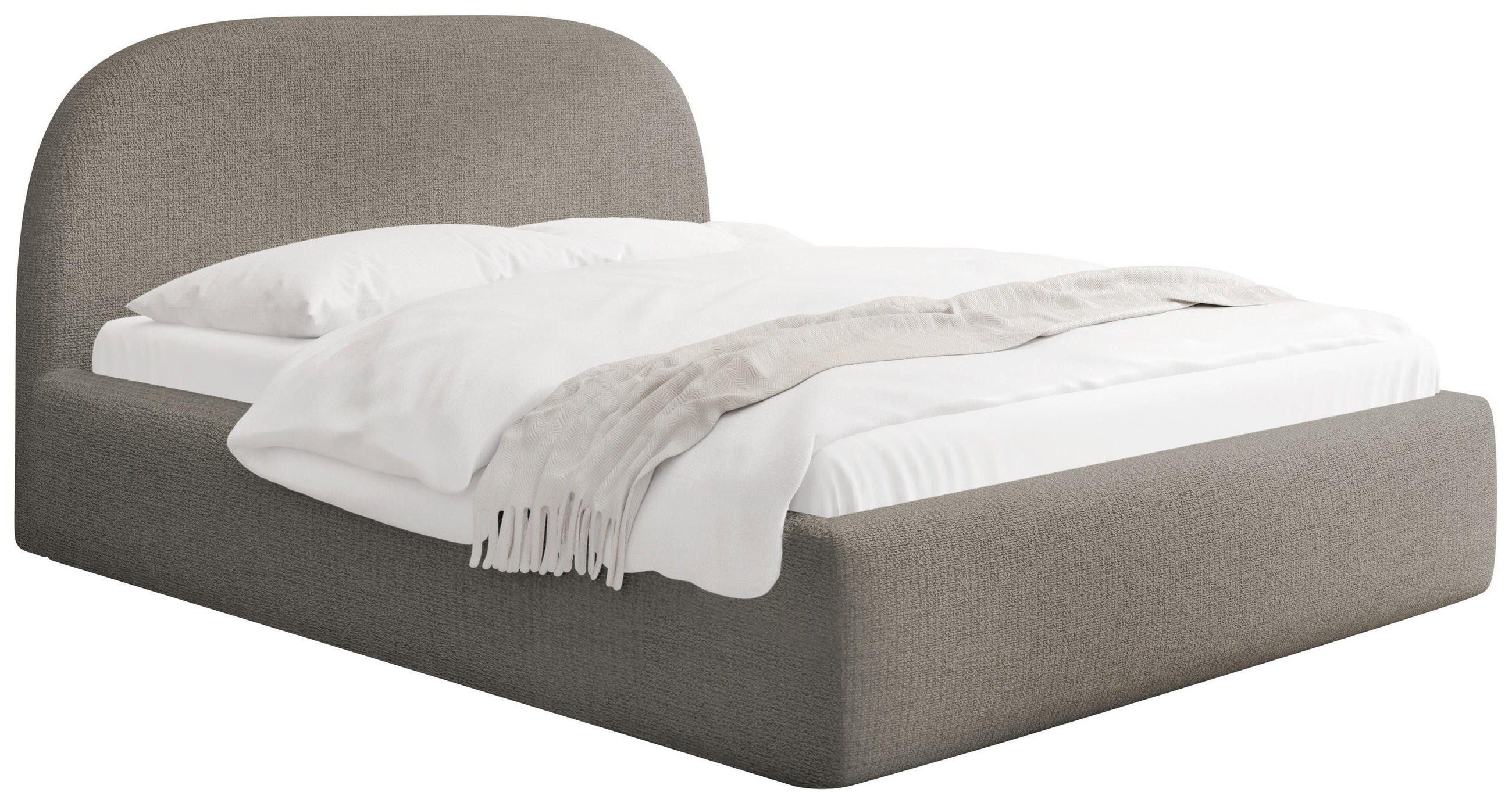 ČALÚNENÁ POSTEĽ Puro s úložným priestorom, roštom a vysokým zaobleným čelom – Taupe ženilka 200x200 cm - čierna/farba brezy, kov/textil (200/200cm) - WFL GROUP