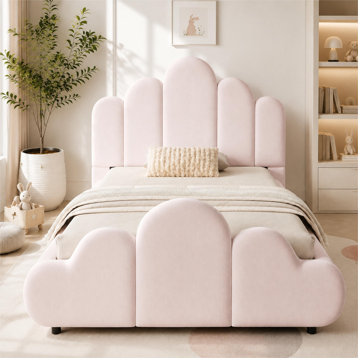 POLSTERBETT 90/200 cm in Rosa mit gepolstertem Kopfteil, abgerundeten Ecken und Stauraum aus Samt - Schwarz/Rosa, Holzwerkstoff/Textil (90/200cm) - STILVORA