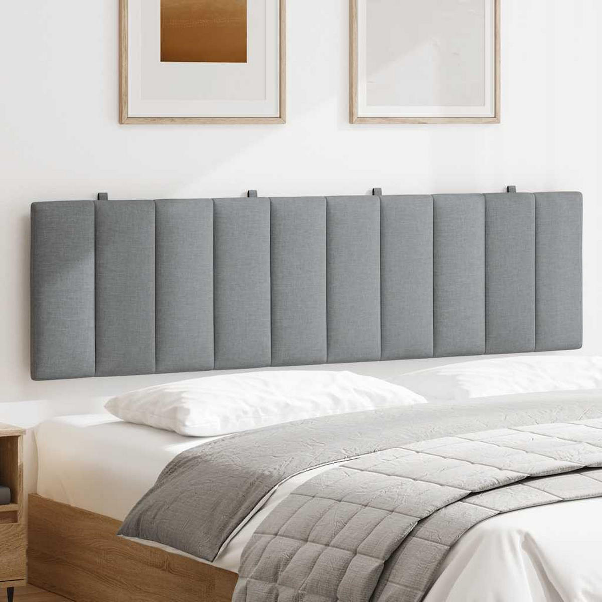KOPFTEIL-KISSEN Hellgrau 180 Cm Stoff - Grau, Textil - vidaXL