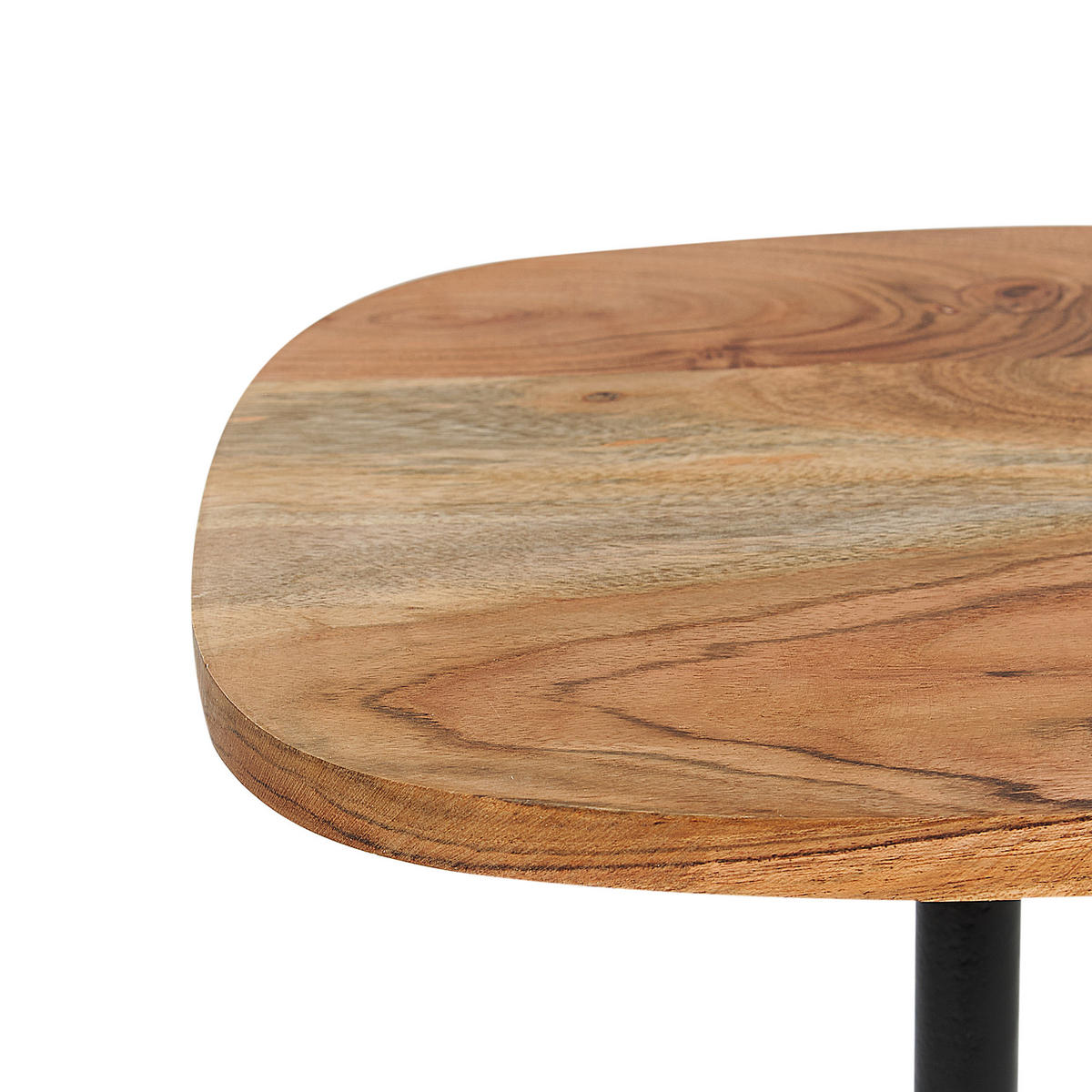 BEISTELLTISCH Metall heller Holzfarbton/schwarz rund 30 cm Oasis - Hellbraun/Schwarz, Metall (30/30/59cm) - Beliani