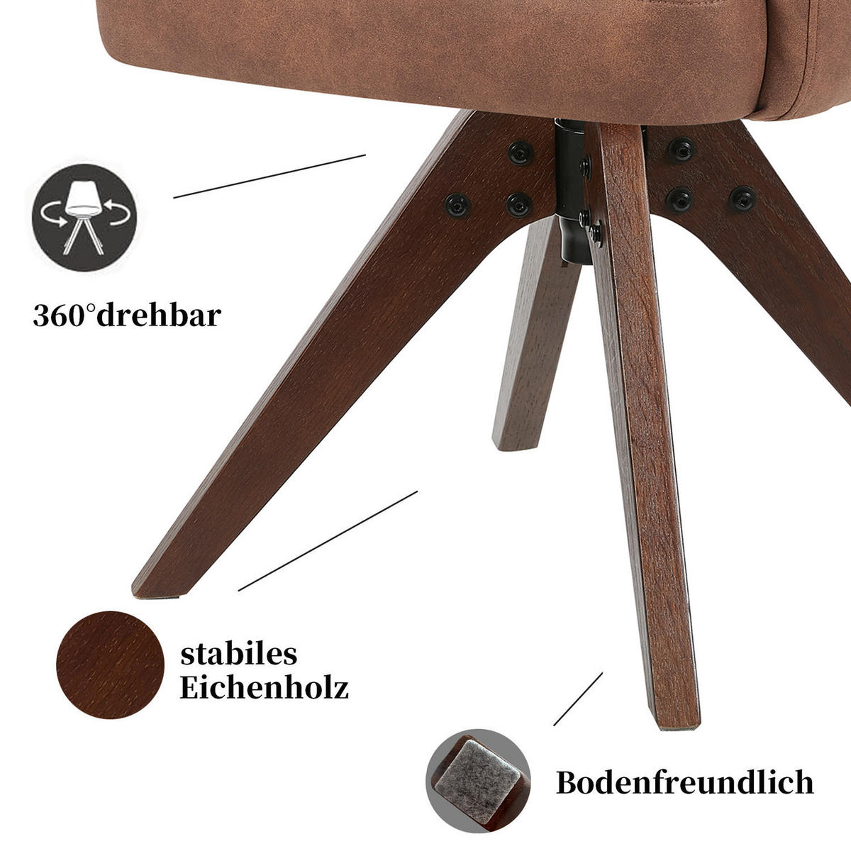 ARMLEHNSTUHL Mika-Juna 2er-Set - Nussbaumfarben/Braun, Eichenholz/Holz (59/94/66cm) - DUBI Möbel