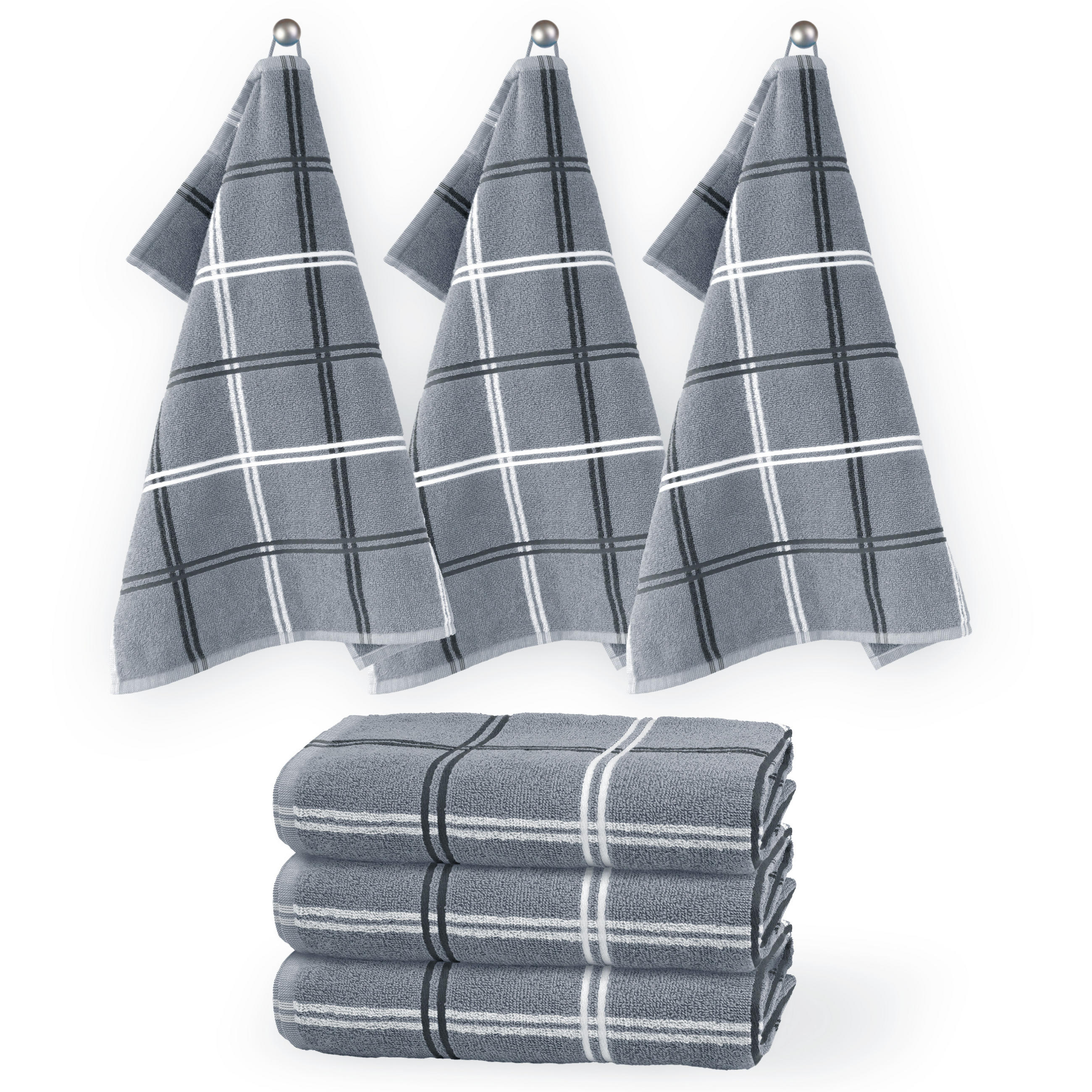 FROTTEE Küchenhandtücher 50x50 cm, 6er Set, Lyon Stein Grau - Grau, Textil (50/50cm) - Lashuma