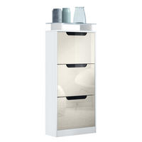 SCHUHSCHRANK Space Creme Hochglanz - Creme, Holzwerkstoff (46/128/23cm) - Vladon