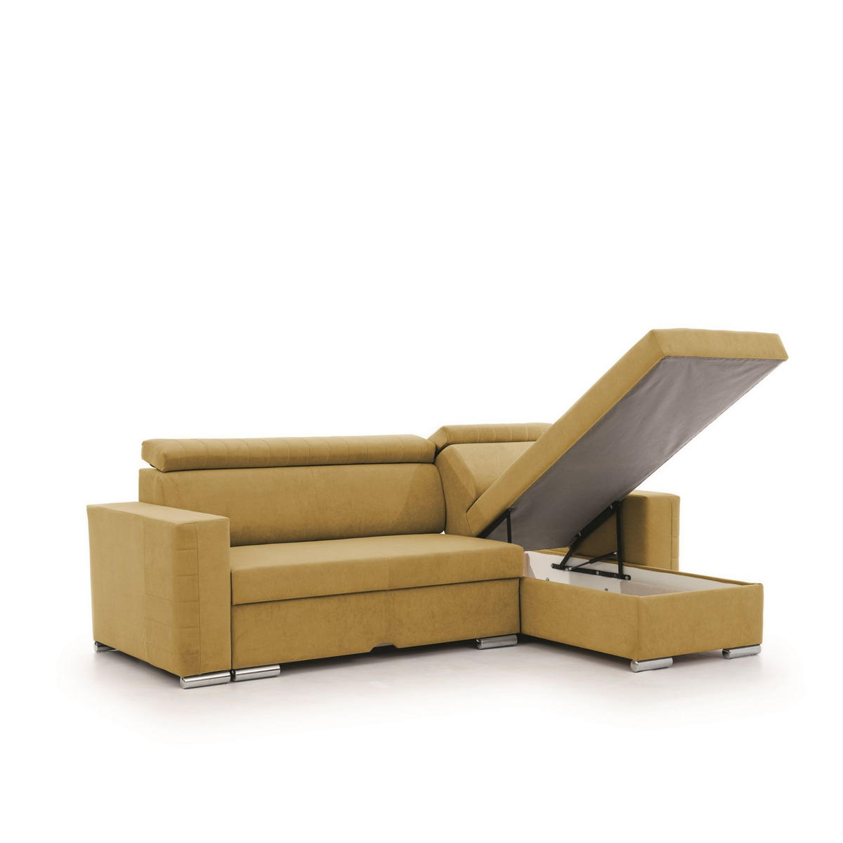 ECKSOFA Canton In Camelia - Gelb, Holzwerkstoff/Textil (260/173cm) - Fun Möbel