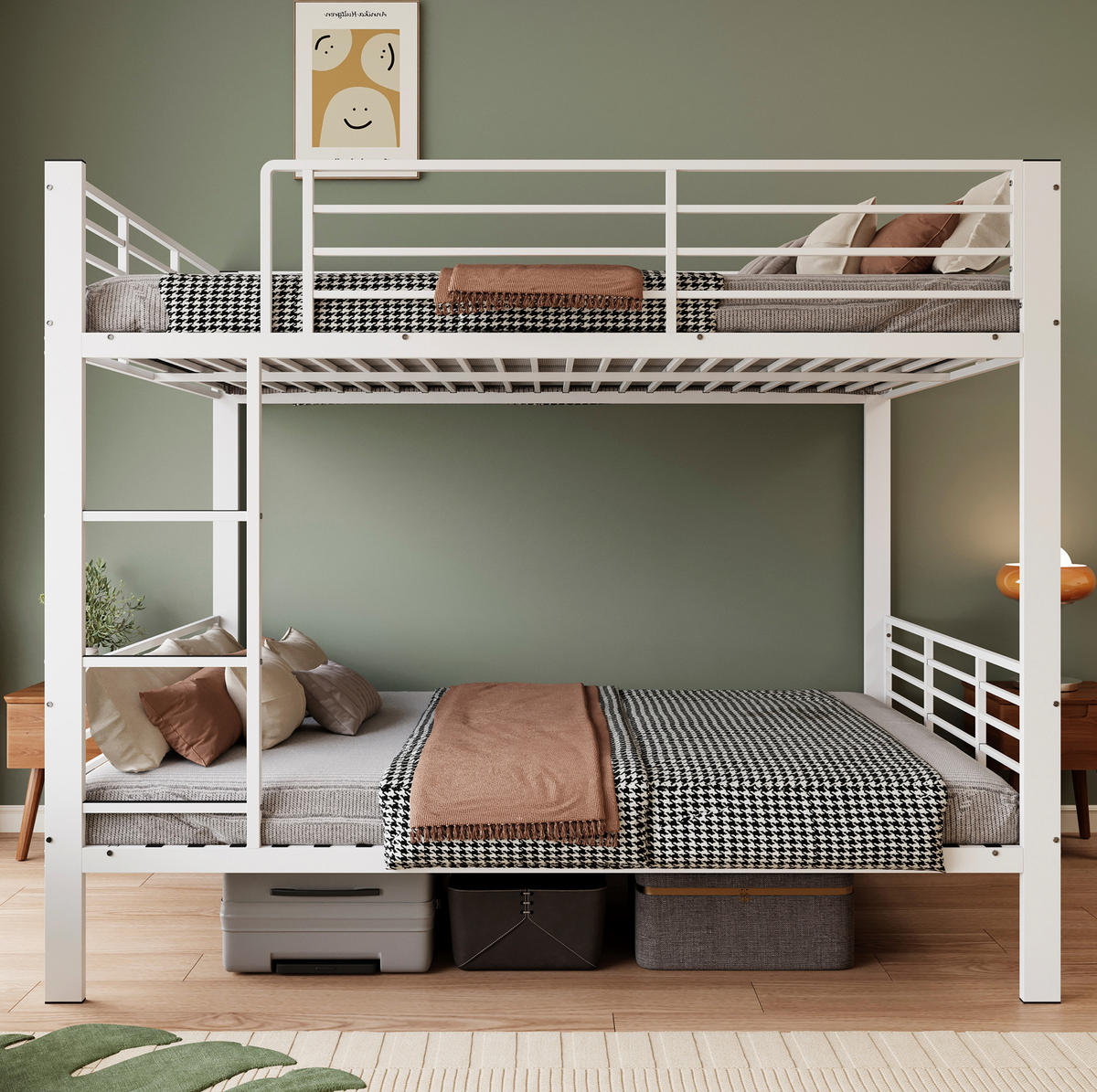 ETAGENBETT 140/200 cm aus Metall mit Rausfallschutz, geräuschlos, Mattweiß - Weiß, Metall (140/200cm) - OKMYHOME