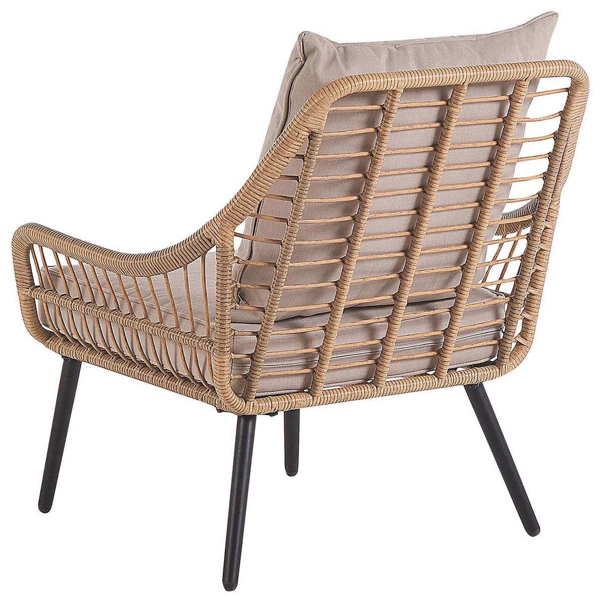 BALKONSET 2-Sitzer Rattan natürlich Auflagen beige Laureto - Beige/Schwarz, Kunststoff/Textil - Beliani