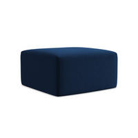 POUF Samt Stoff Blau - Türkis/Schwarz, Holzwerkstoff/Kunststoff (75/37/75cm) - Makamii