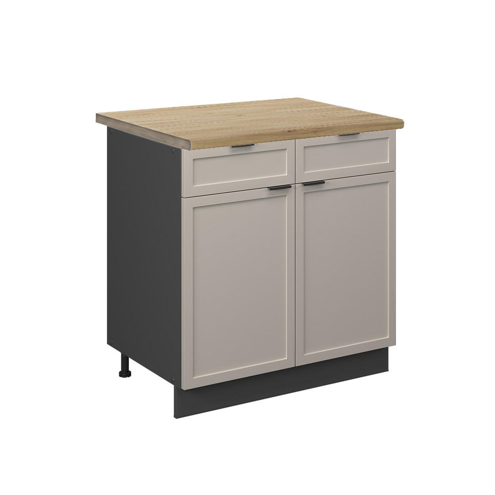 KÜCHENUNTERSCHRANK Fame-Line GrauBeige 80 cm, AP Eiche - Anthrazit/Grau, Holzwerkstoff (80/82/60cm) - Vicco