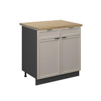 KÜCHENUNTERSCHRANK Fame-Line GrauBeige 80 cm, AP Eiche - Anthrazit/Grau, Holzwerkstoff (80/82/60cm) - Vicco