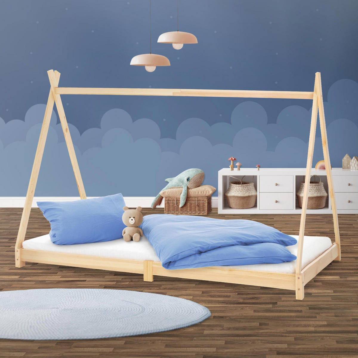 KINDERBETT Tipi 90x200 cm Natur - Naturfarben, Holz (90/200cm) - ML-DESIGN