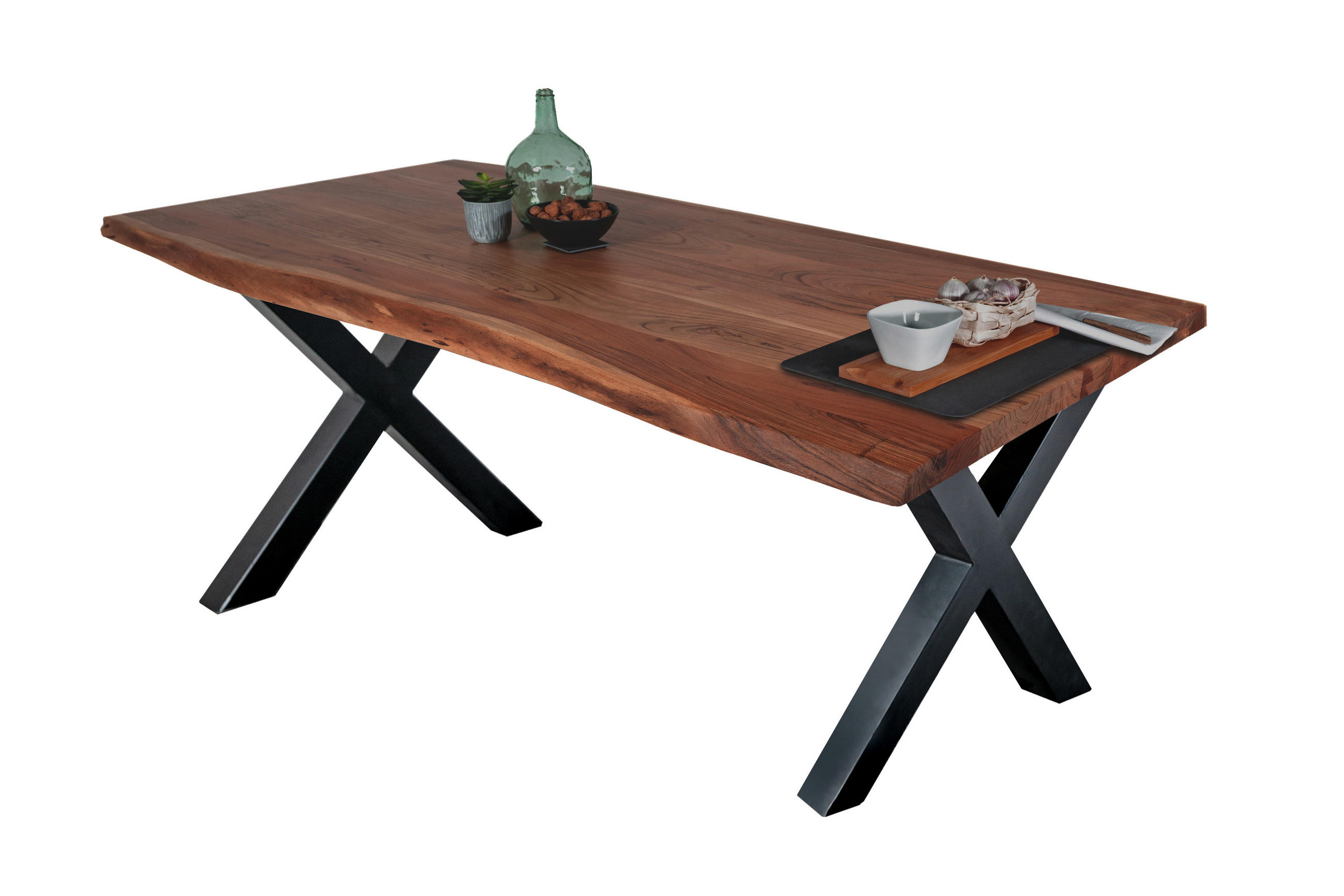 ESSTISCH TOMASO - Schwarz/Braun, Holz/Metall (100/220/77cm) - SAM