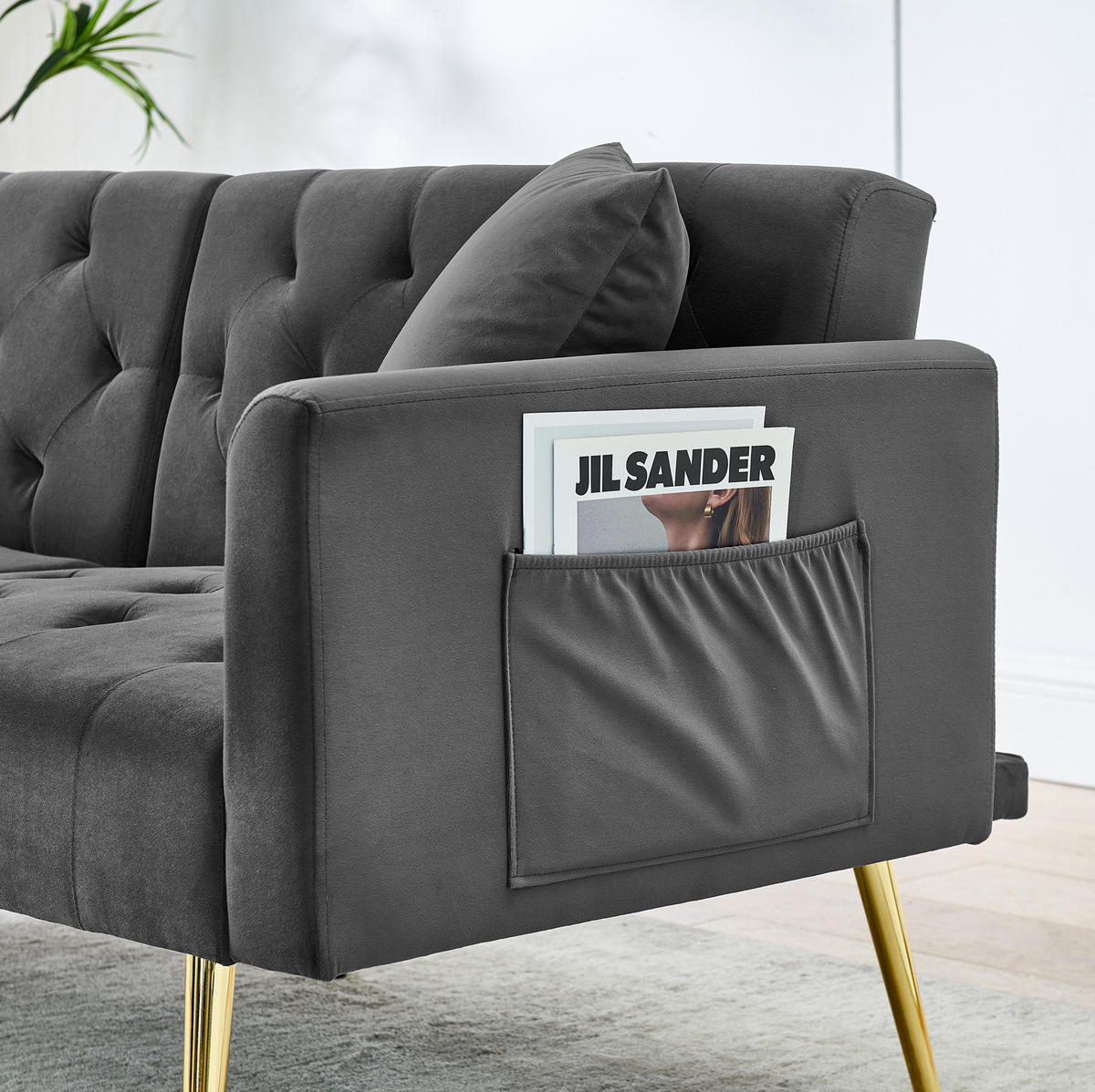 SOFA 2-Sitzer mit verstellbarer Rückenlehne Grau Samt - Grau, Holzwerkstoff (177/74/80cm) - Meubliv