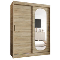 SCHWEBETÜRENSCHRANK 200/150/62 2-türig - Silberfarben/Sonoma Eiche, Holz (150/200/62cm) - MÖBEL KRYSPOL