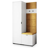 GARDEROBENSCHRANK LORI 95/181/51 cm Modern Garderobe-Set Weiß - Gelb/Weiß, Holzwerkstoff (95/181/51cm) - MASSENO