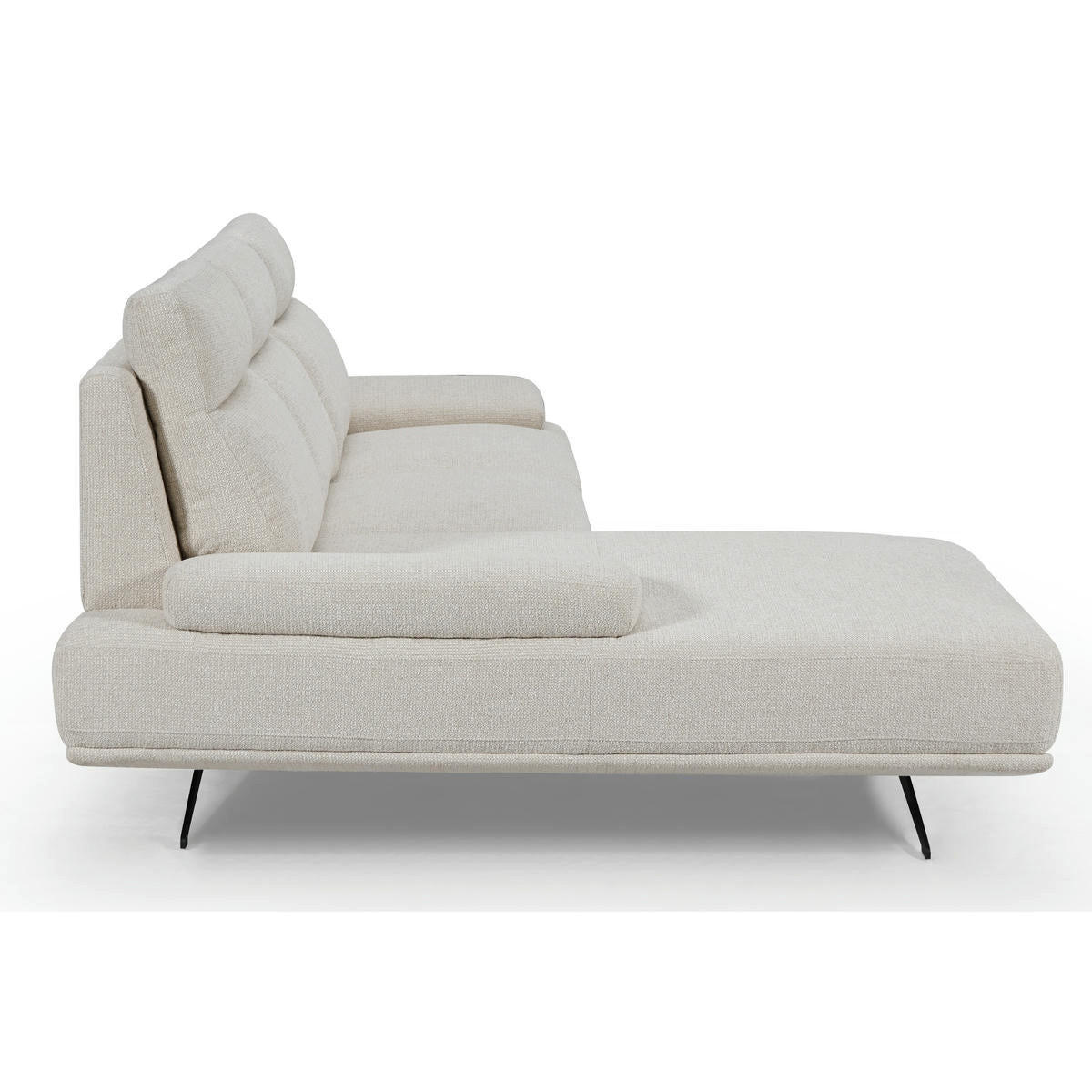 ECKSOFA Webstoff Beige - Beige/Schwarz, Textil/Metall (304/176cm) - Furnhouse