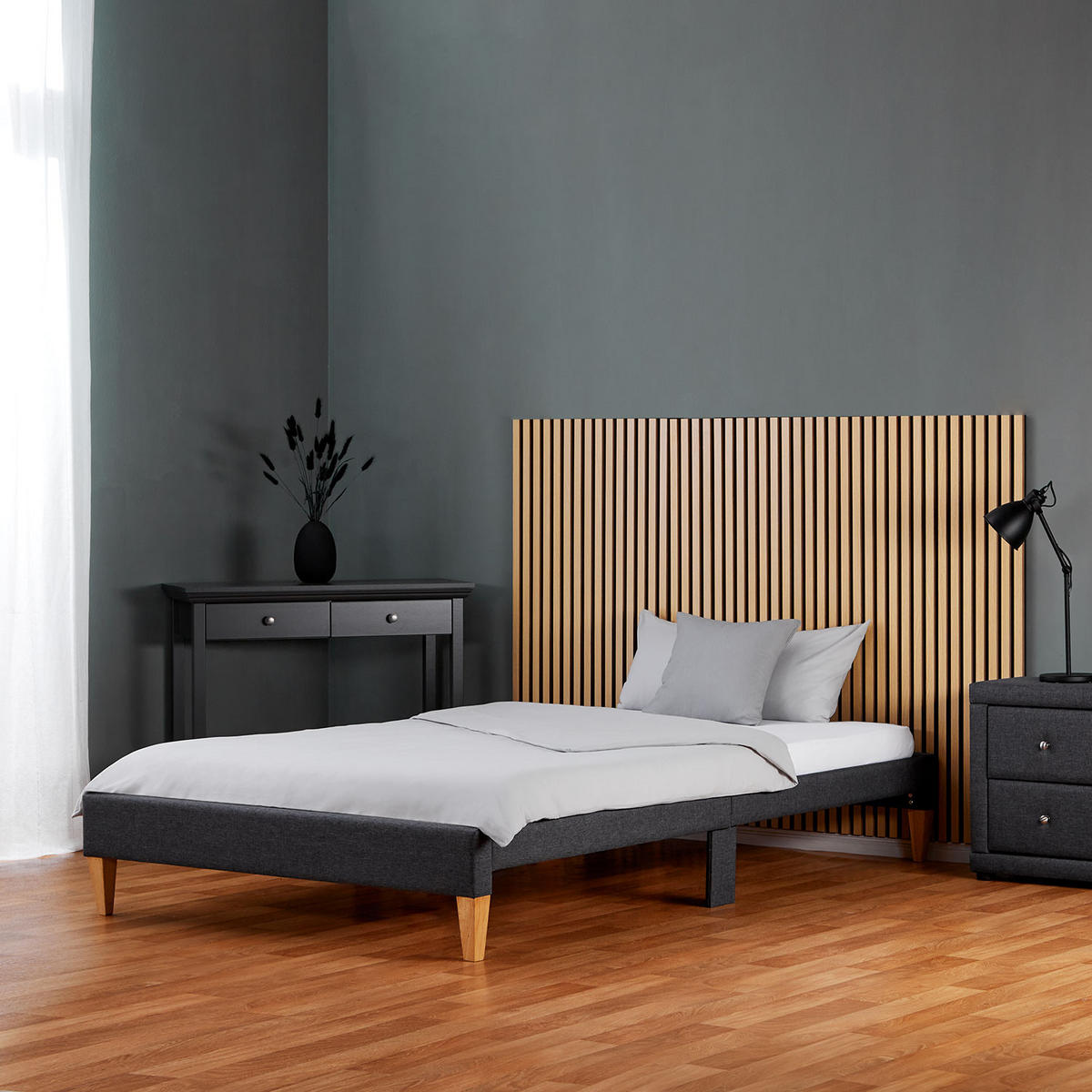 POLSTERBETT mit Lattenrost 90/200 cm in Grau - Grau, Textil (90/200cm) - Homestyle4u