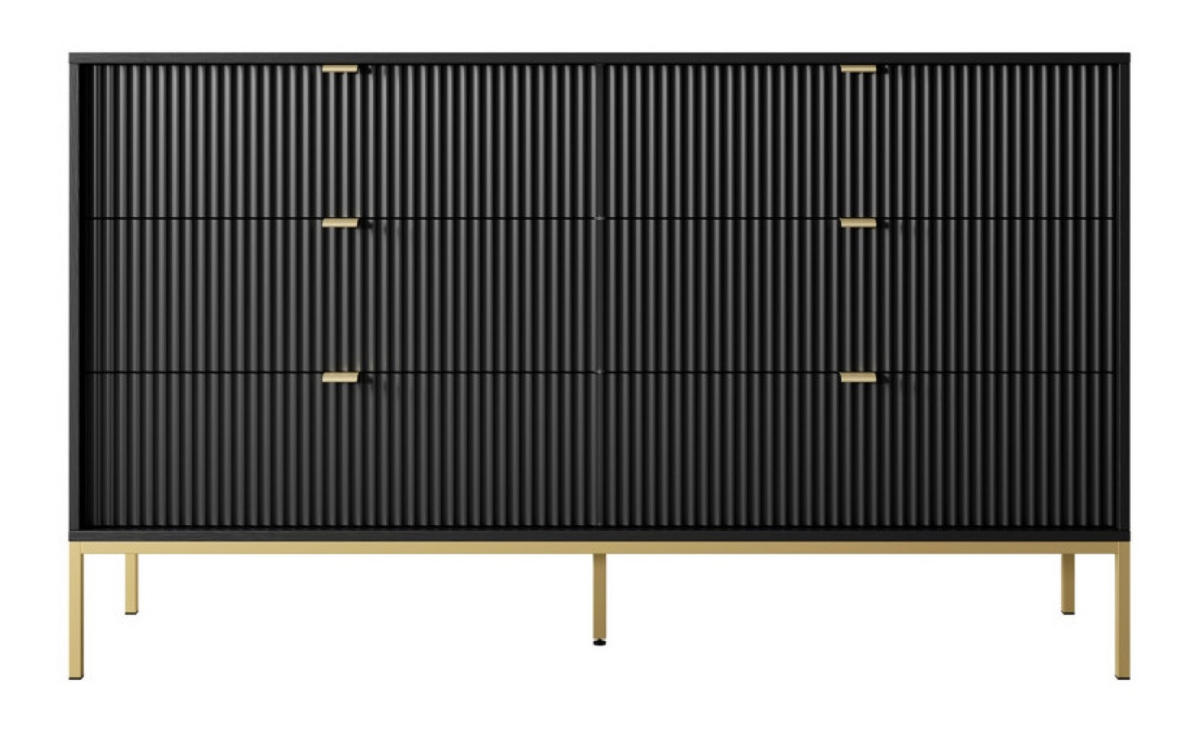 SIDEBOARD Schwarz KS154 Glamour Stil Goldfarben - Schwarz, Holzwerkstoff (154/91/39cm) - Sepro Meble