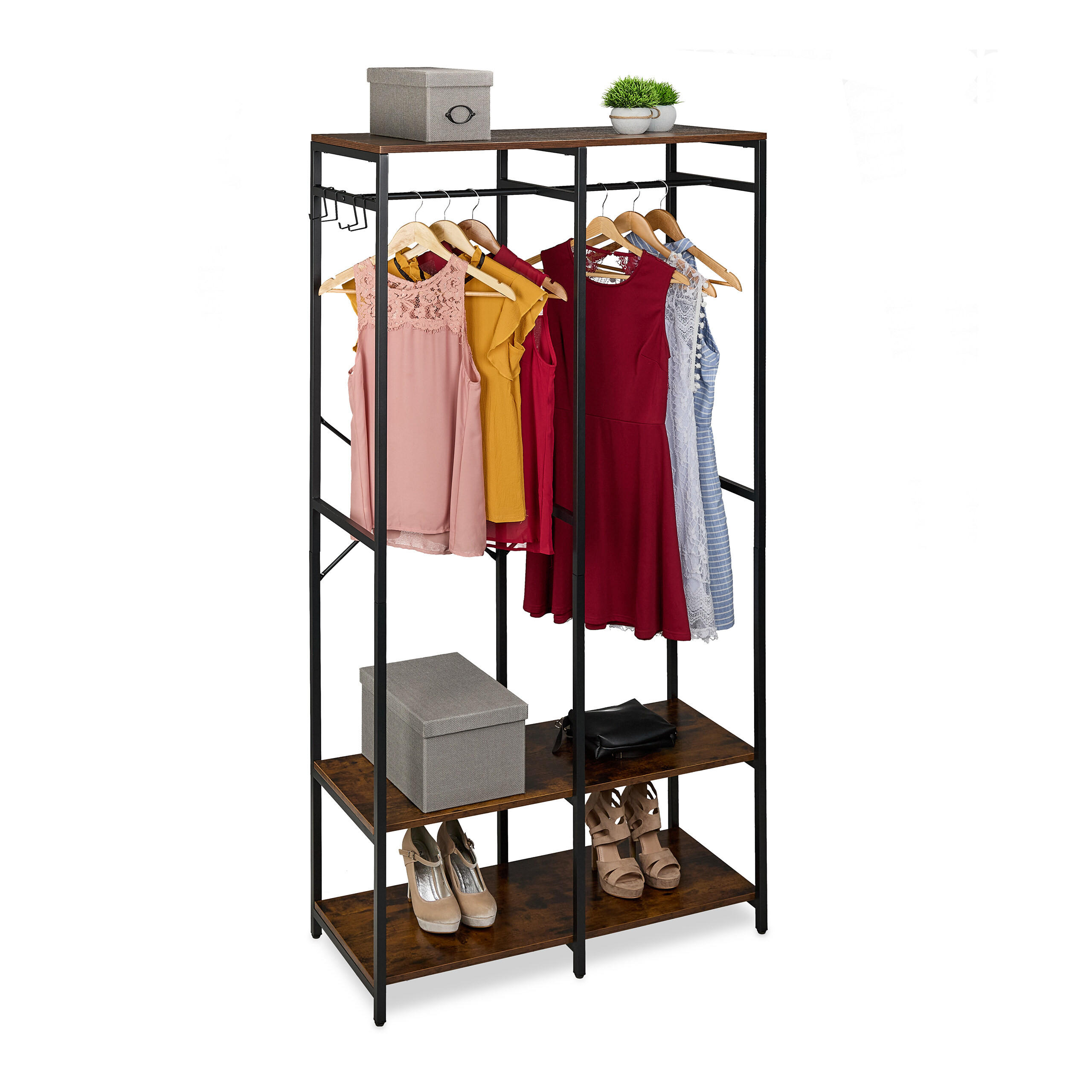 GARDEROBE - Schwarz, Holzwerkstoff/Metall (94.5/180/40cm) - Relaxdays