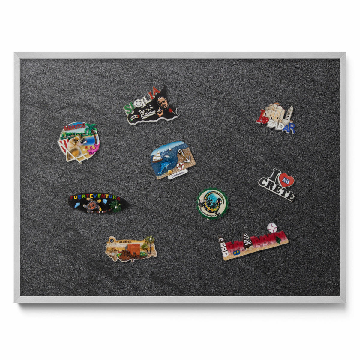 MAGNETTAFEL 80x60 cm Silberner Rahmen Steinwand Struktur - Brombeere, Metall (80/60/0.4cm) - TULUP