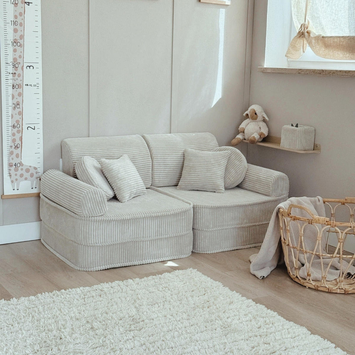 KINDERSOFA AESTHETIC 120 cm Cord Ecru 10 Stk - Beige, Textil (60/12.5/120cm) - MeowBaby