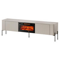 TV-LOWBOARD Vera 190 EF mit Kamin - Kaschmir/Schwarz, Holzwerkstoff/Metall (190/55/40cm) - MIRJAN24