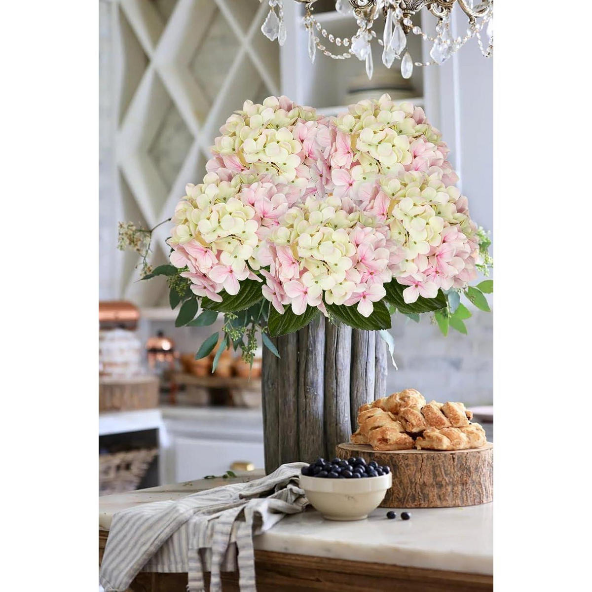 KÜNSTLICHE Hortensie 2 Stück Cremiges Rosa 63 cm - Multicolor, Kunststoff (63cm)