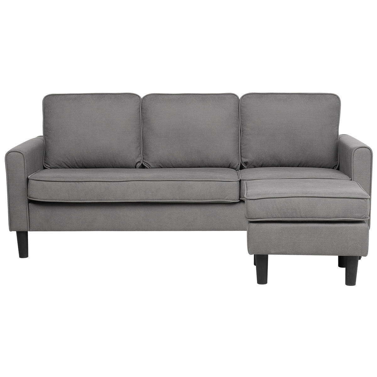 3-SITZER-SOFA mit Ottomane Polsterbezug Grau Avesta - Hellgrau, Textil (186/85/74cm) - Beliani