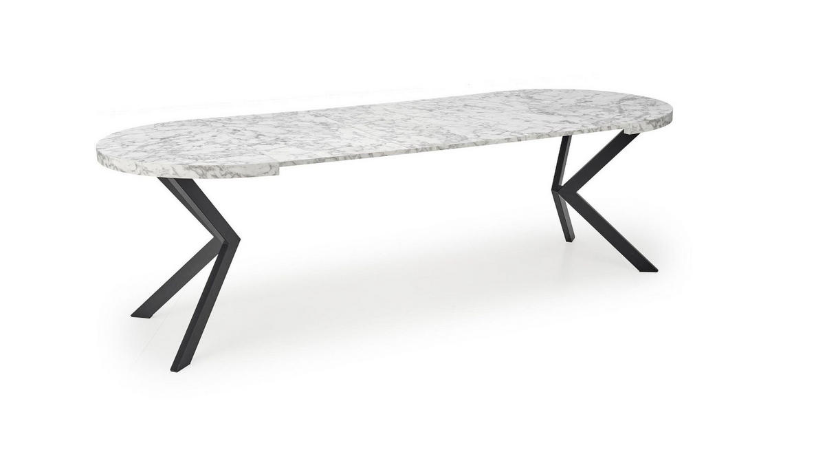 ESSTISCH rund ausziehabar Marmor - Schwarz 100x75 cm - Schwarz, Holzwerkstoff (100/100/75cm) - designimpex